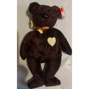TY Beanie Babies "2003 Signature Bear " 8" Lovely Chocolate‎ Brown